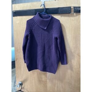 Lands End Drifter Women's Oversized Cowl Neck Sweater Medium 10-12 Eggplant‎